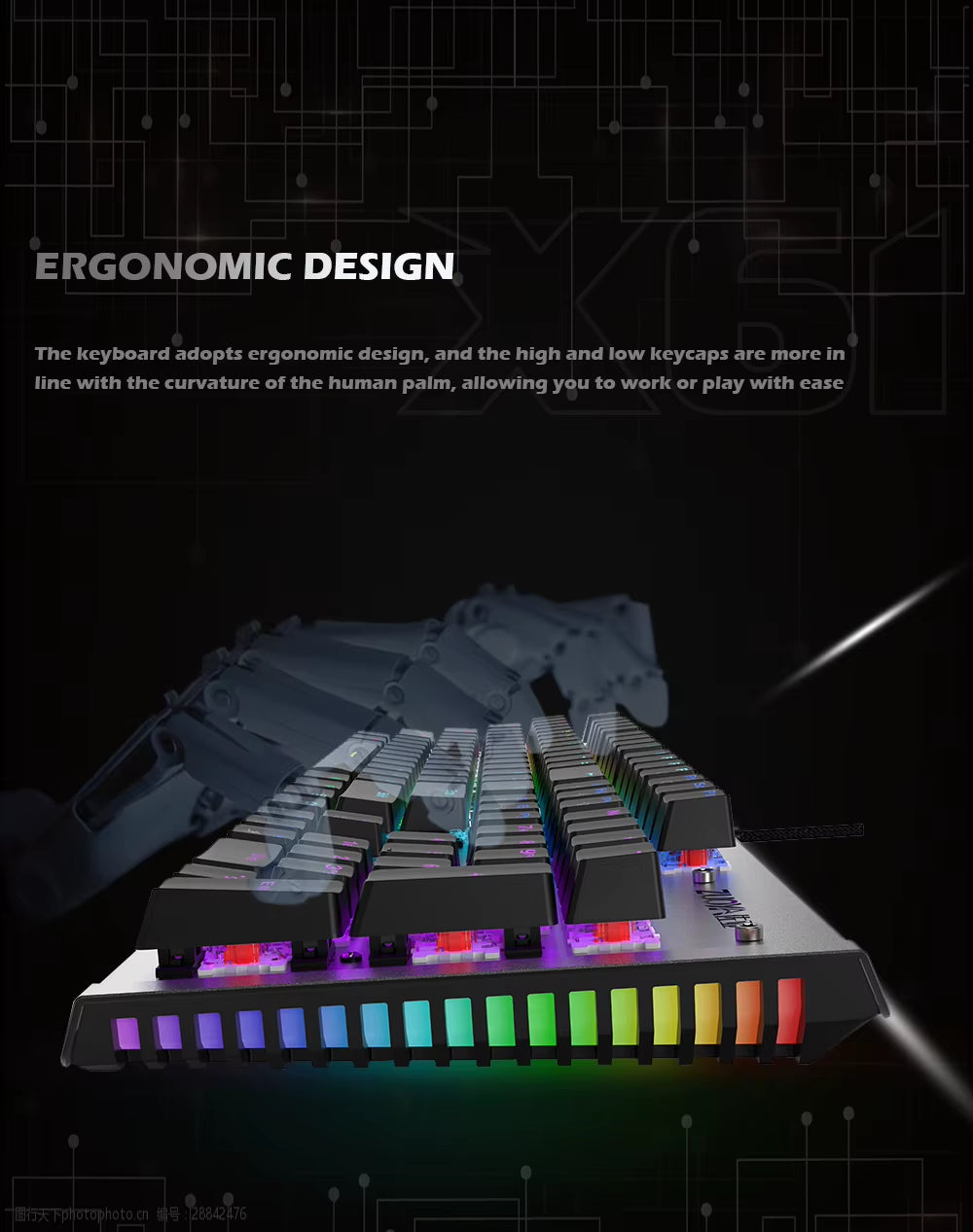 Mechanical Keyboard Wired Gaming Keyboard RGB Mix Backlit 87 104 Anti-Ghosting Blue Red Switch for Game Laptop PC Russian US