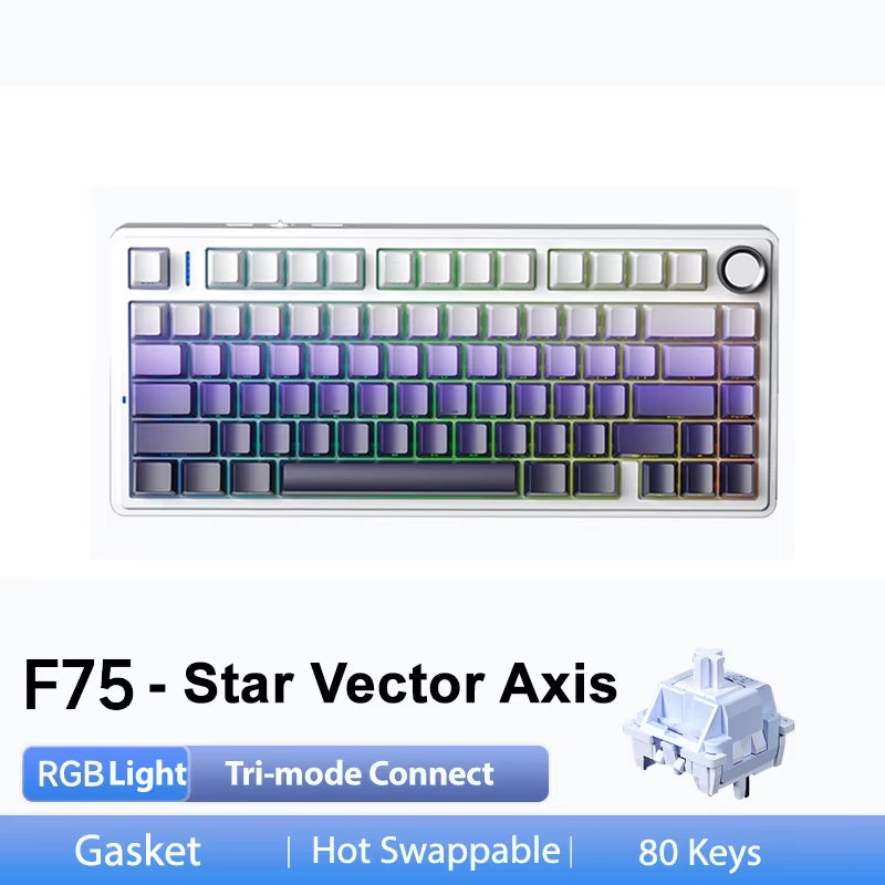 AULA F75 Original Keyboard RGB Customized Bluetooth Wireless 2.4G Type-C Wired Hot Swap75% OEM Gasket Gaming Mechanical Keyboard