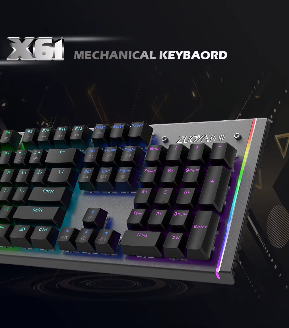 Mechanical Keyboard Wired Gaming Keyboard RGB Mix Backlit 87 104 Anti-Ghosting Blue Red Switch for Game Laptop PC Russian US