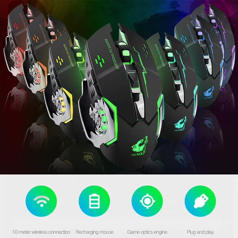 Rechargeable X8 Wireless Silent LED Backlit USB Optical Ergonomic Gaming Mouse Usb Mouse
