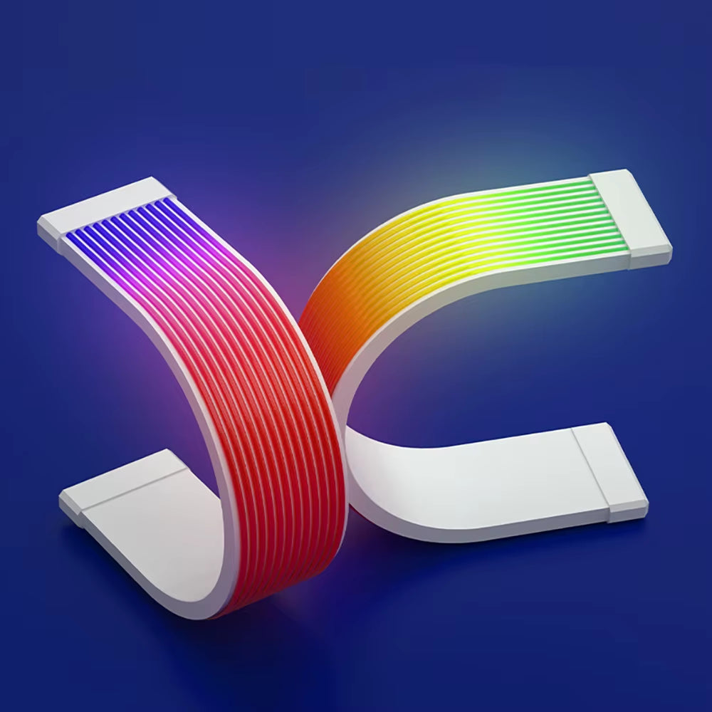 Vibrant RGB LED Light Strip Cover for ATX 24PIN Power Supply & GPU Cables - Enhance Your PC Setup!