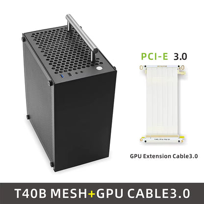 T40 Mini ITX Black Case 7L Gaming Computer Chassis Compact Transparent PC Support SFX Psu/70Mm Cooler/206Mm GPU