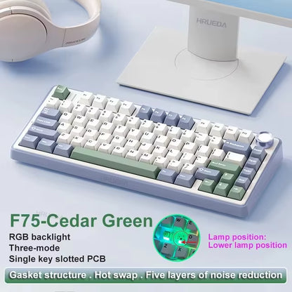 AULA F75 Original Keyboard RGB Customized Bluetooth Wireless 2.4G Type-C Wired Hot Swap75% OEM Gasket Gaming Mechanical Keyboard