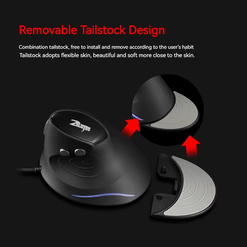 Zelotes T-30 Upright Optical Mouse Programmable 6 Keys 4-Speed DPI Adjustable Computer Office Wired Mouse Gaming Mouse