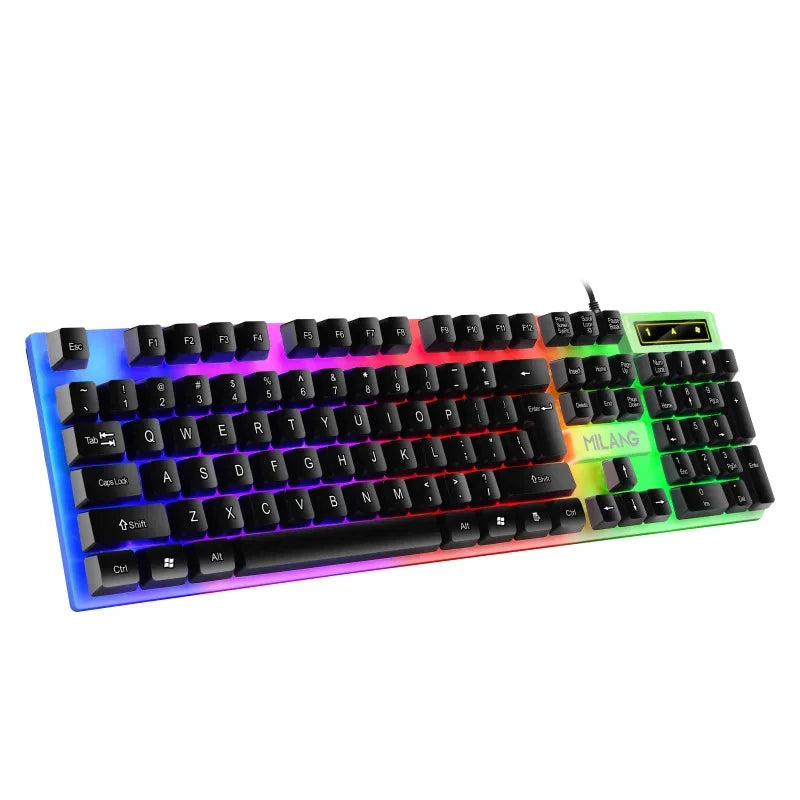 104 Keys Mechanical Feel Keyboard Wired Gaming Keyboard for Laptop Desktop Ergonomics RGB Backlit LED Keycaps PC Accessories