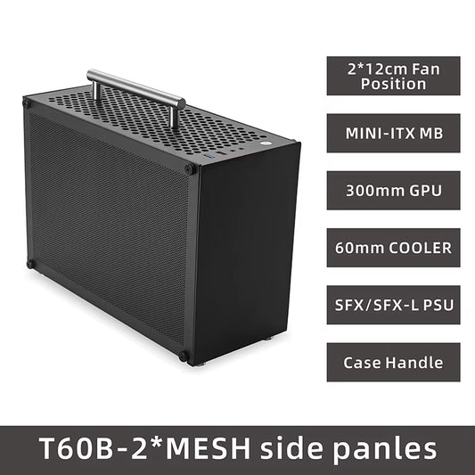 T60 Mini ITX Black Case 9L Gaming Computer Chassis Compact Transparent PC Support SFX Psu/300Mm GPU