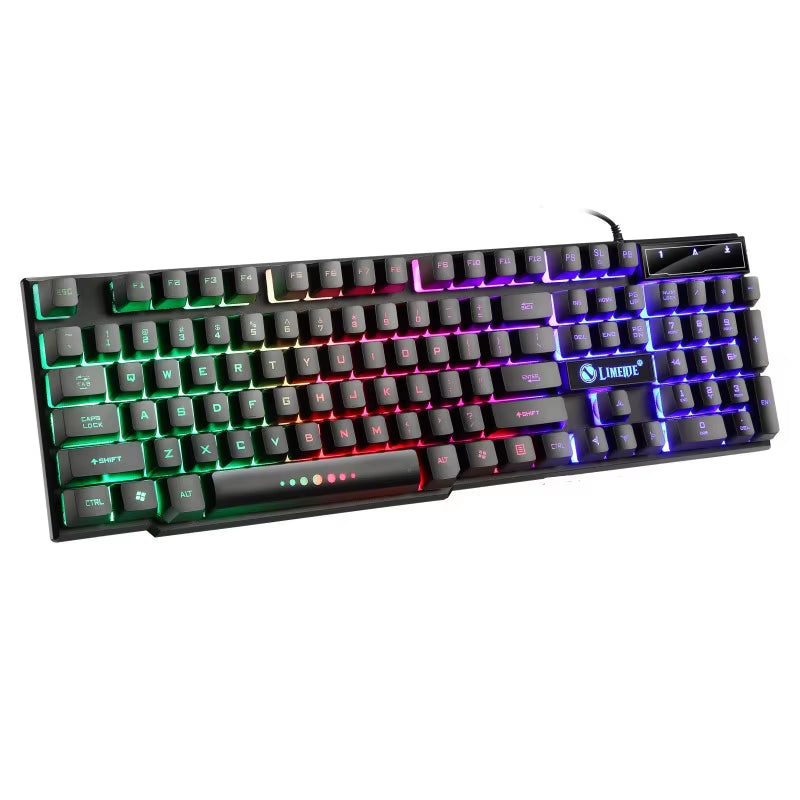 USB Wired Gaming Keyboard Mouse Set PC Rainbow Colorful LED Backlit Gamer Gaming Mouse and Keyboard Combos Kit Home Office