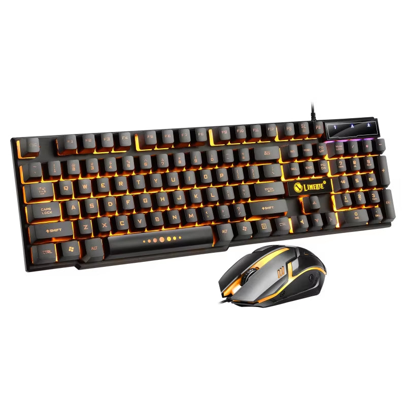 USB Wired Gaming Keyboard Mouse Set PC Rainbow Colorful LED Backlit Gamer Gaming Mouse and Keyboard Combos Kit Home Office