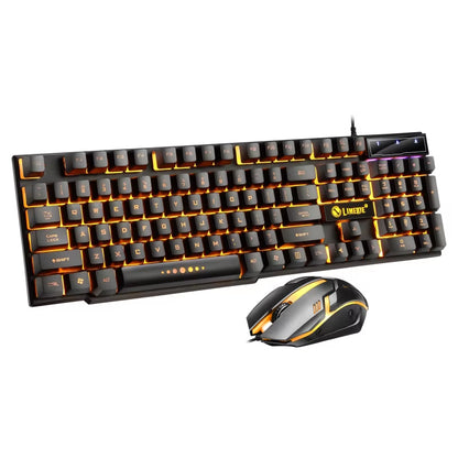 USB Wired Gaming Keyboard Mouse Set PC Rainbow Colorful LED Backlit Gamer Gaming Mouse and Keyboard Combos Kit Home Office