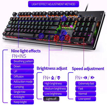 Mechanical Keyboard Panel Round/Square Retro Typewrit Keycap Backlit Wired Black/Blue/Brown Switch Gaming Keyboard for PC Laptop