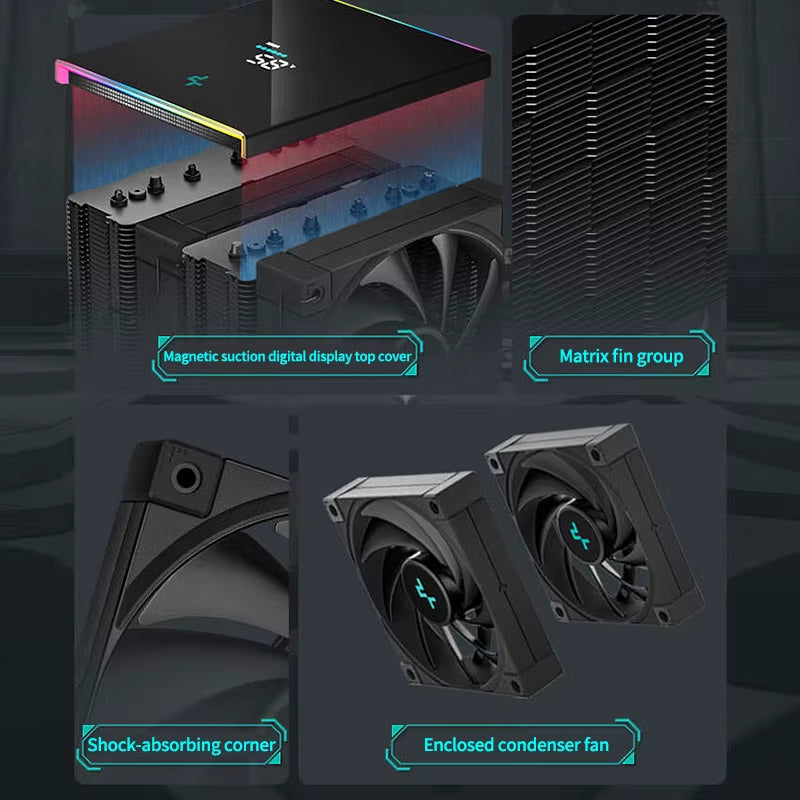 Deepcool AK620 CPU Cooler - High-Performance Twin Towers with Digital Display & 6 Heat Pipes for LGA & AM Series