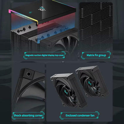 Deepcool AK620 CPU Cooler - High-Performance Twin Towers with Digital Display & 6 Heat Pipes for LGA & AM Series