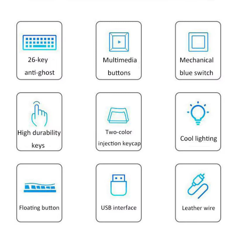 Gaming Mechanical Keyboard 87 Keys Game Anti-Ghosting Blue Switch Color Backlit Wired Keyboard for Pro Gamer Laptop PC