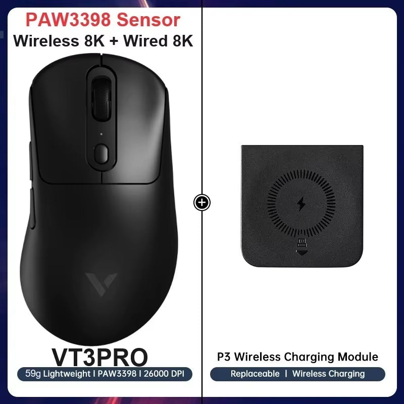 Vt3Pro Wireless Gaming Mouse 59G Lightweight 8Khz Polling Rate 26000DPI 9 Programmable Buttons Ultimate Optical Sensor
