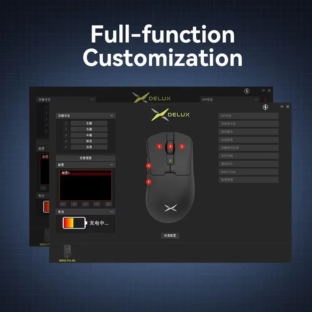 M900PRO Wireless Gaming Mouse Ergonomic 8K Polling Rate PAW3395 63G Magnetic RGB Charging Dock for Right Big Hand PC Gamer