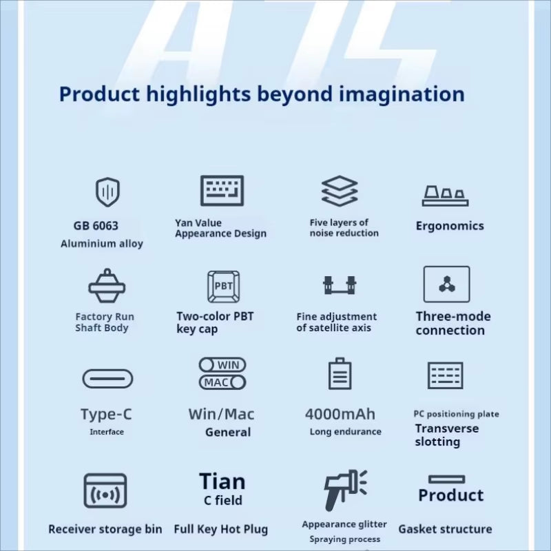 Monka A75 Wireless Mechanical Keyboard 3-Mode Aluminium Alloy 81Keys Hot Swap RGB Gasket Bluetooth5.0 Customized Gaming Keyboard