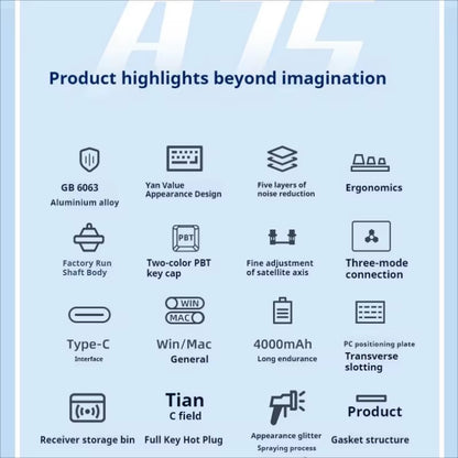 Monka A75 Wireless Mechanical Keyboard 3-Mode Aluminium Alloy 81Keys Hot Swap RGB Gasket Bluetooth5.0 Customized Gaming Keyboard