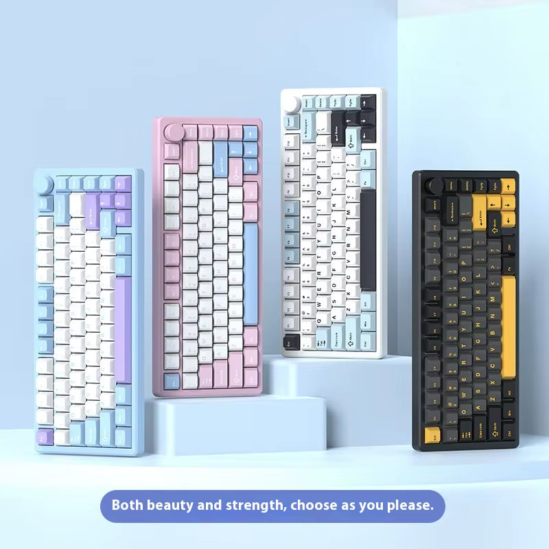 Monka A75 Wireless Mechanical Keyboard 3-Mode Aluminium Alloy 81Keys Hot Swap RGB Gasket Bluetooth5.0 Customized Gaming Keyboard