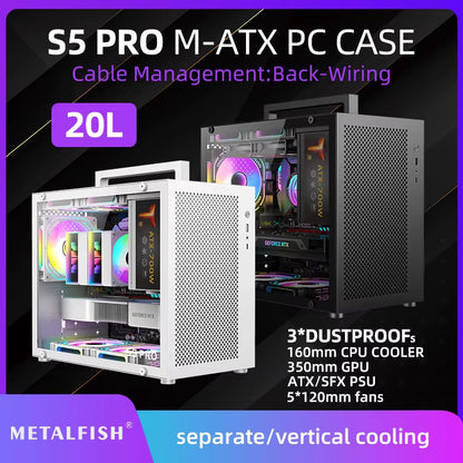S5 PRO 20L Computer Case Gaming PC Chassis Support MATX/ITX SFX/ATX PSU 160Mm Tower /180 Watercooling Cooler