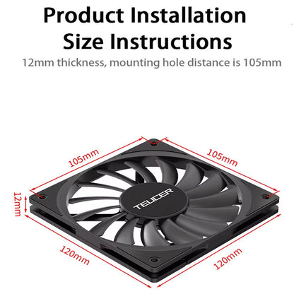 TE-12012 Ultra-Thin Cooling Fan 120X120X12Mm Ultra-Thin Size Low Noise 4PIN PWM for Desktop Computer CPU Cooler