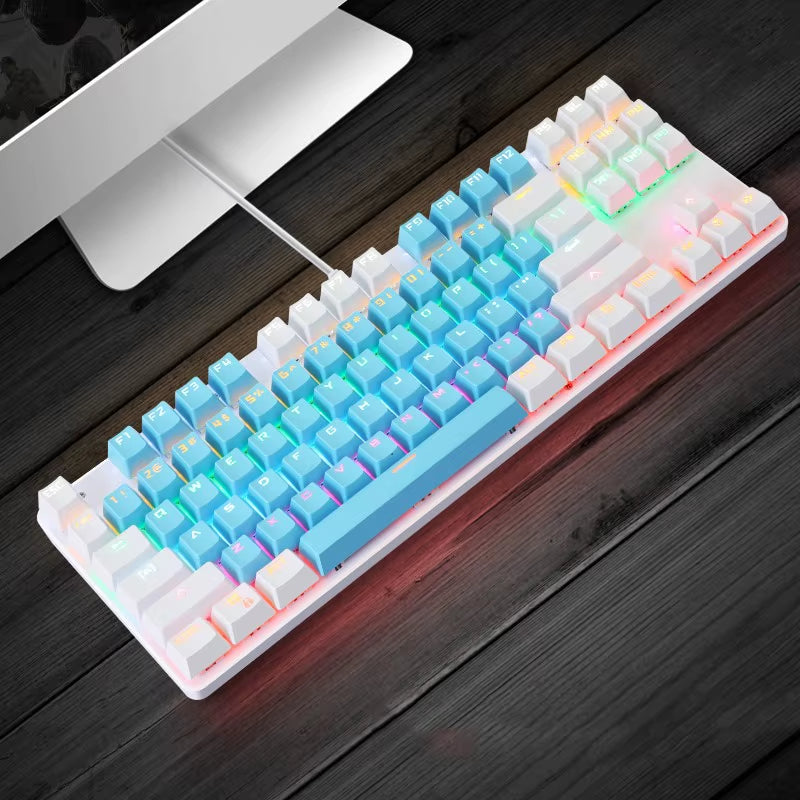 Gaming Mechanical Keyboard 87 Keys Game Anti-Ghosting Blue Switch Color Backlit Wired Keyboard for Pro Gamer Laptop PC