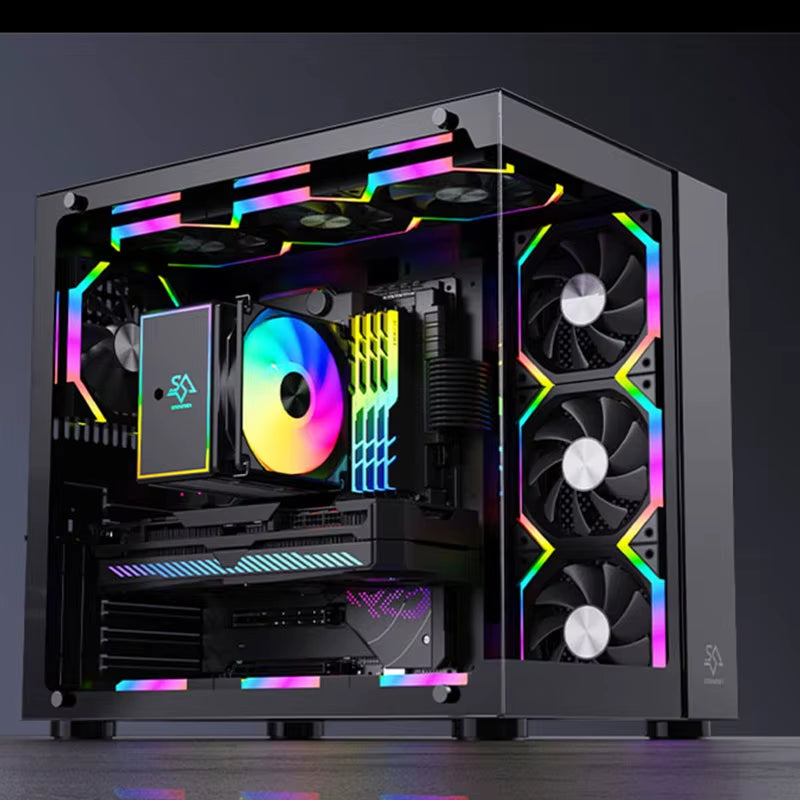 W-ZF120 120Mm 5V 3-PIN ARGB/12V 4-PIN PWM Quiet Cooling Fan Wire-Free Splicing Case Fans 800-2000RPM 61.5 CFM Air Volume