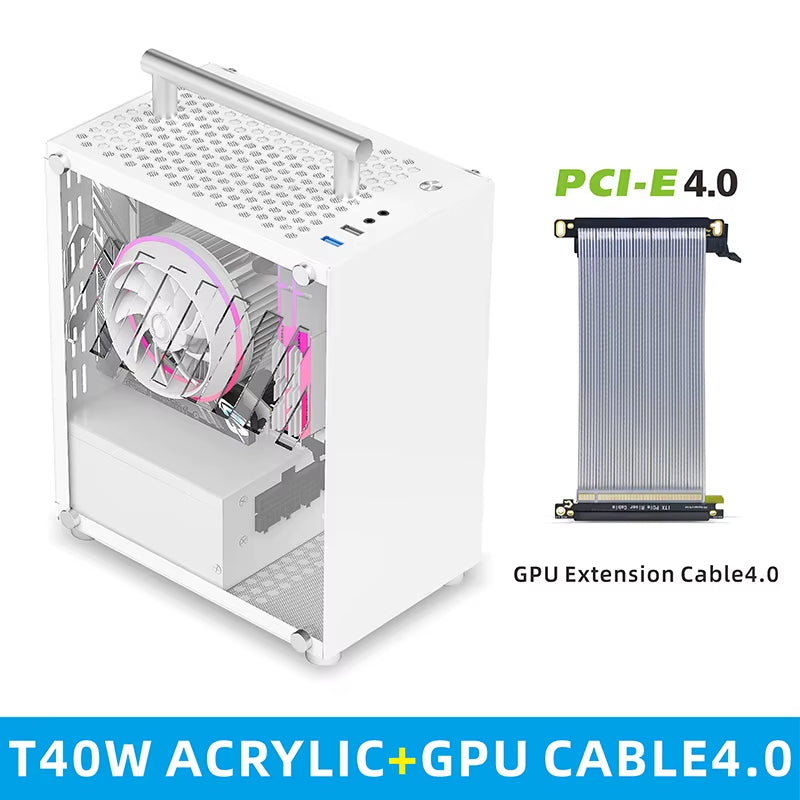 T40 Mini ITX Case 7L Acrylic or Mesh Side Panel and Portable Handle Support SFX Psu/206Mm GPU