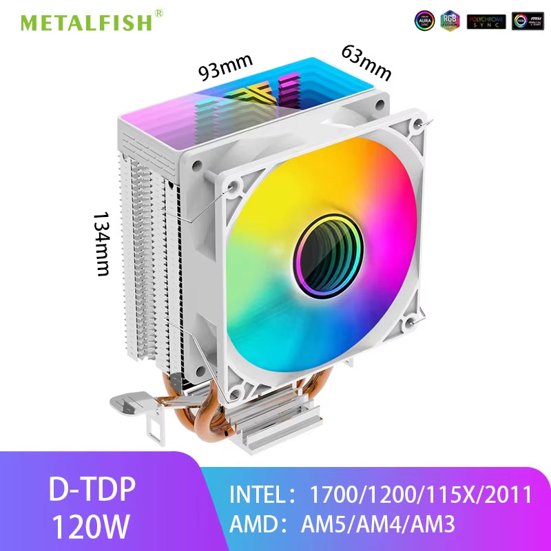 ZH1200 CPU Cooler - ARGB 2 Heatpipes Radiator with Silent PWM Fan for Intel & AMD Processors