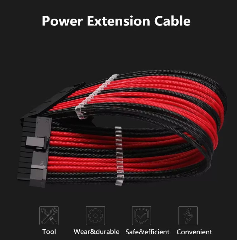 Barrow PC PSU Module Power Extension Cable 24Pin ATX GPU 6+2Pin CPU 4+4Pin 18AWG Black-White Black-Red