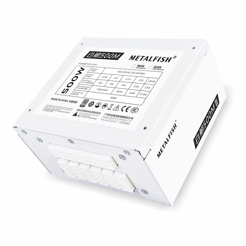 Full-Modular SFX-500W PSU 80Plus Bronze White Power Supply for Mini ITX Chassis Small Computer Case 100/220V