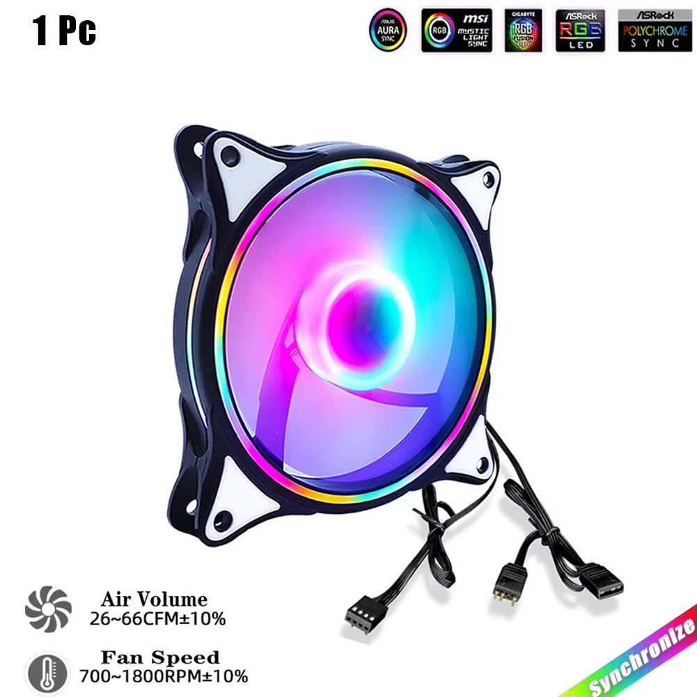 RGB 120Mm Fan PWM 4 PIN Silent Molex 4PIN for Computer Case CPU Cooling Cooler Ventilador 12V DC Adjust Fans Speed