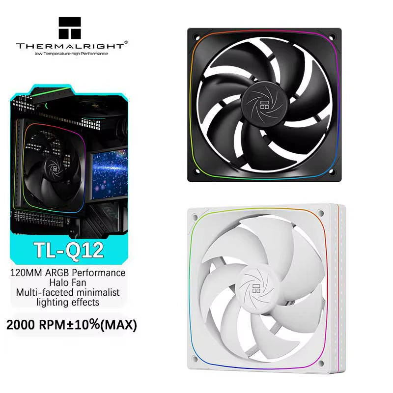 TL-Q12 120MM PWM/ARGB Performance Halo Fan Multi-Faceted Minimalistic Lighting Effects S-FDB Bearings Case Fans