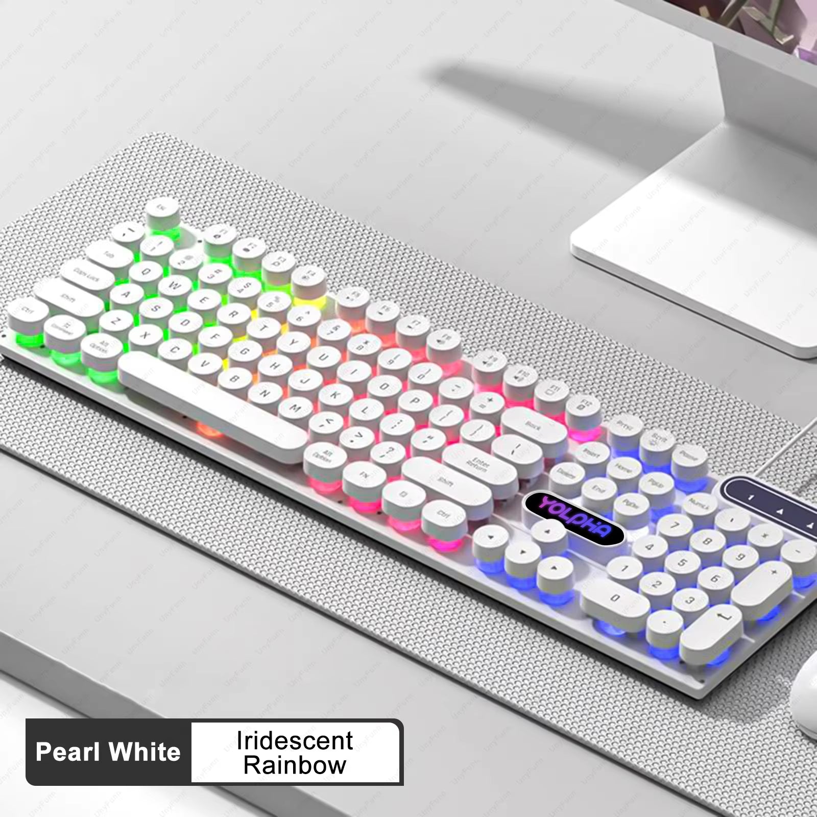 104Keys Wired Keyboard with RGB Backlit Breathing Light Gaming Wired Ergonomic Keyboard for Computer Laptop for PC Gamer Office