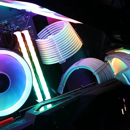 TEUCER CPU PSU Extension Cable 30Cm 3 in 1 Motherboard ATX 24Pin GPU PCI-E 6+2Pin 8Pin CPU EPS 4+4Pin 18AWG Power Cord with Comb