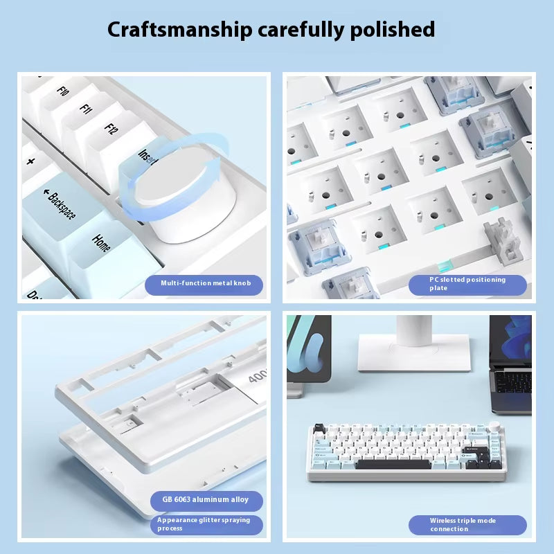 Monka A75 Wireless Mechanical Keyboard 3-Mode Aluminium Alloy 81Keys Hot Swap RGB Gasket Bluetooth5.0 Customized Gaming Keyboard