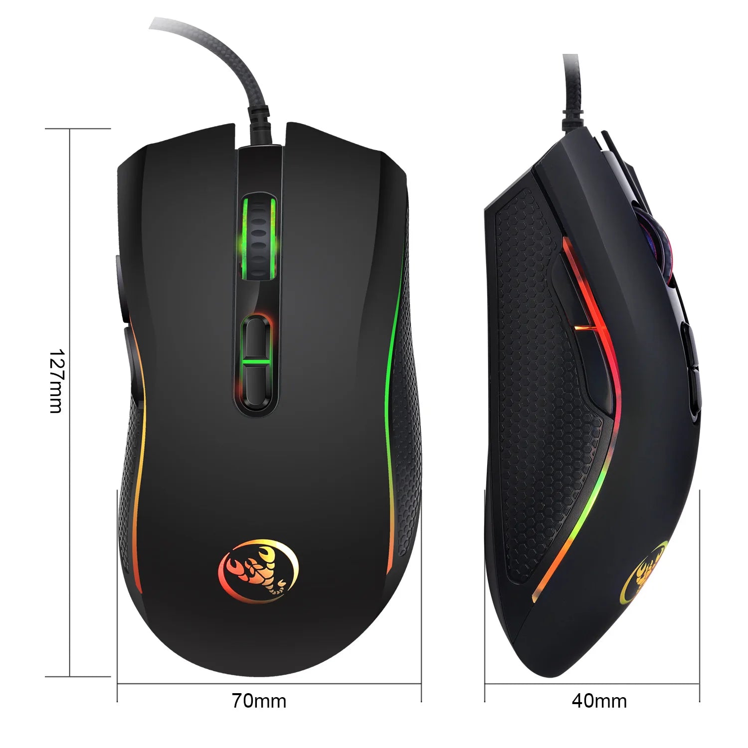 High-End Optical Professional Gaming Mouse with 7 Bright Colors LED Backlit and Ergonomics Design 3200 DPI for LOL CS Gamer