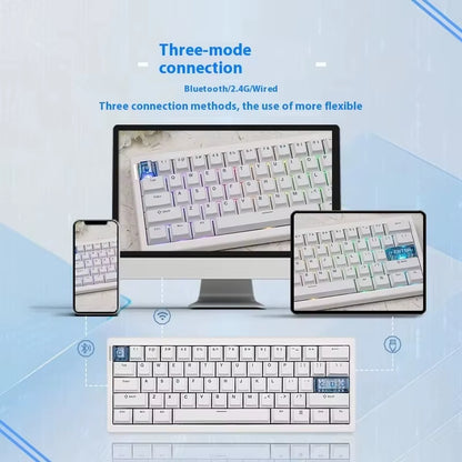 QK61 Via/Qmk Mechanical Keyboard 3-Mode 2.4G Bluetooth Wireless Wired Gasket Customization Gaming Keyboard for PC Laptop