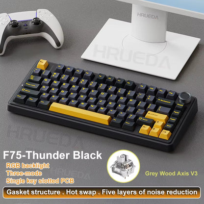 AULA F75 Original Keyboard RGB Customized Bluetooth Wireless 2.4G Type-C Wired Hot Swap75% OEM Gasket Gaming Mechanical Keyboard
