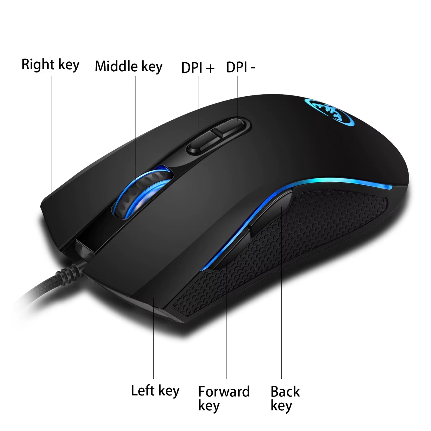 High-End Optical Professional Gaming Mouse with 7 Bright Colors LED Backlit and Ergonomics Design 3200 DPI for LOL CS Gamer