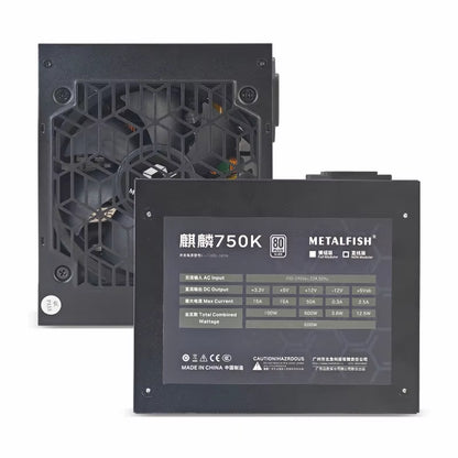 KIRIN750K Black Chassis Power Supply ATX-600W 700W 80 plus SILVER PSU Support ATX3.0 for Game Desktop (100-240V)