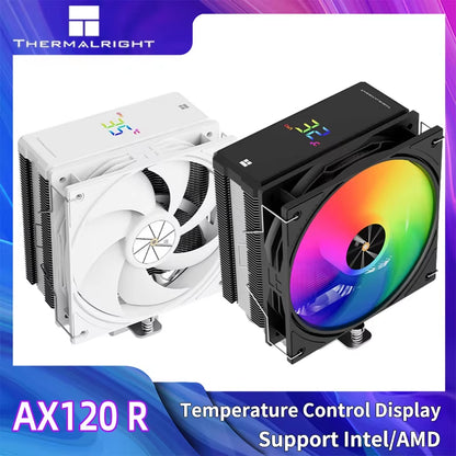 AX120-R ARGB PWM CPU Cooler with 4 Heat Pipes & Digital Display for LGA1851/1700/115X/1200 & AMD AM5
