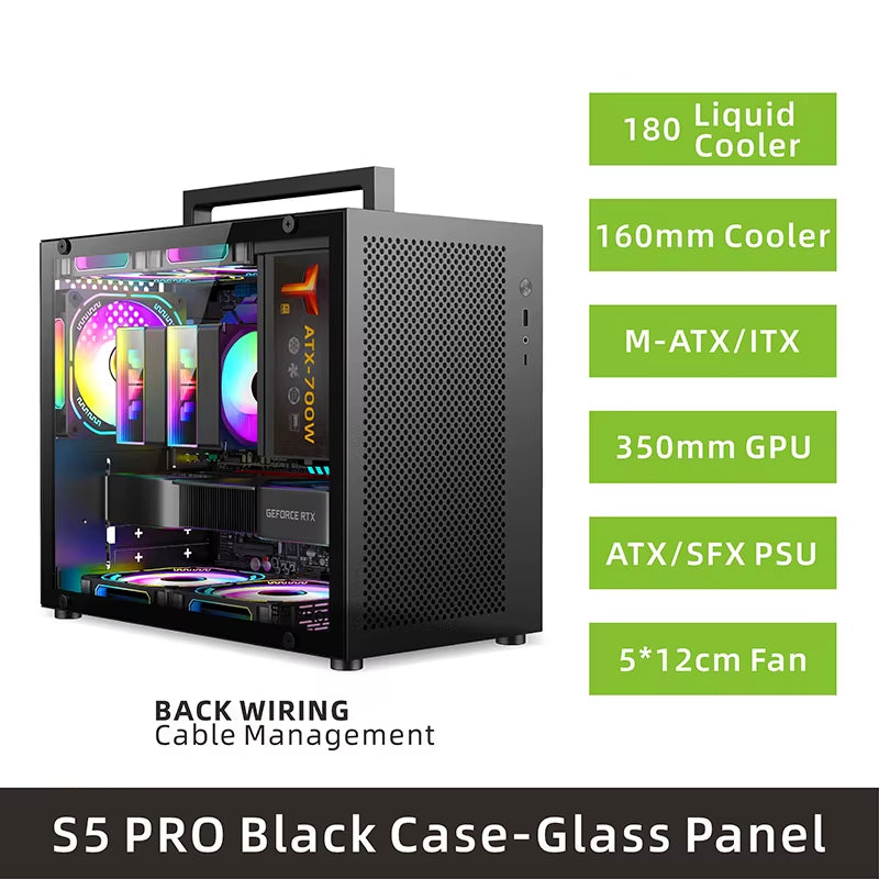 S5 PRO 20L Computer Case Gaming PC Chassis Support MATX/ITX SFX/ATX PSU 160Mm Tower /180 Watercooling Cooler