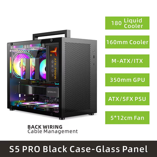 S5 PRO 20L Computer Case Gaming PC Chassis Support MATX/ITX SFX/ATX PSU 160Mm Tower /180 Watercooling Cooler