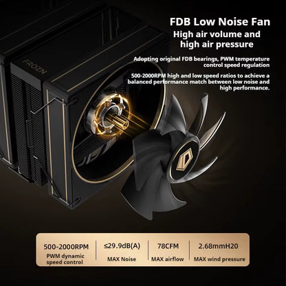 ID-COOLING Dual-Tower 6 Heat Pipes CPU Cooler Dual Cooling Fans High-Performance Air Cooler for LGA1700/1200/115X AMD AM5/AM4