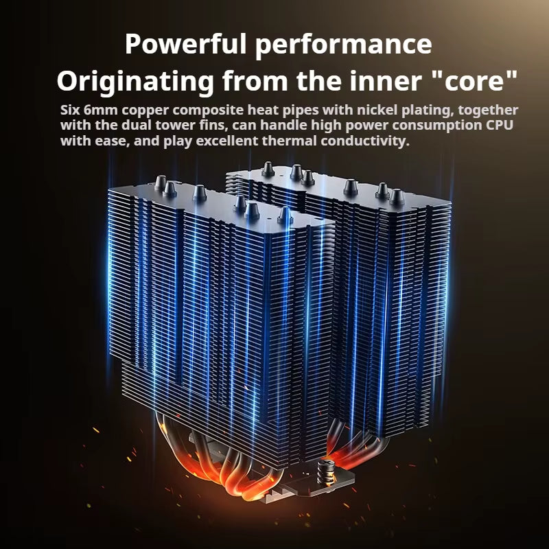 ID-COOLING Dual-Tower 6 Heat Pipes CPU Cooler Dual Cooling Fans High-Performance Air Cooler for LGA1700/1200/115X AMD AM5/AM4