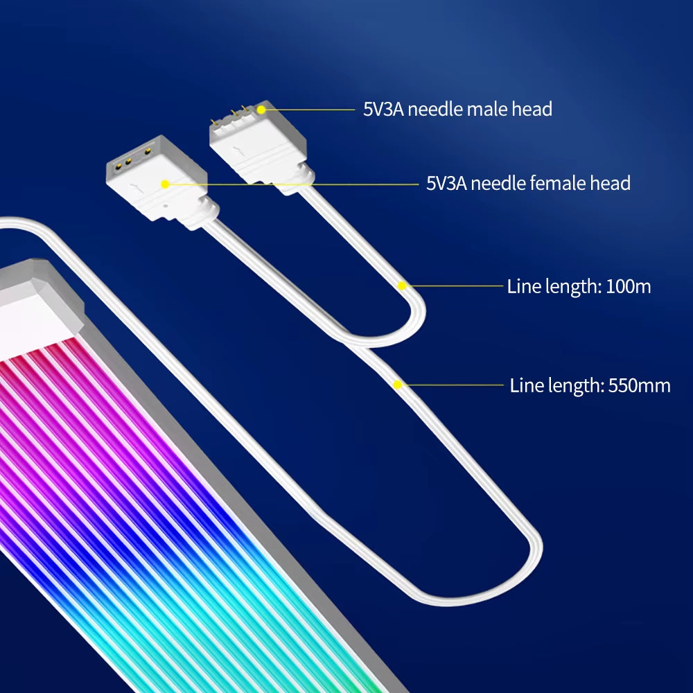 Vibrant RGB LED Light Strip Cover for ATX 24PIN Power Supply & GPU Cables - Enhance Your PC Setup!