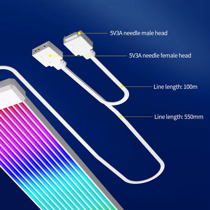 Vibrant RGB LED Light Strip Cover for ATX 24PIN Power Supply & GPU Cables - Enhance Your PC Setup!