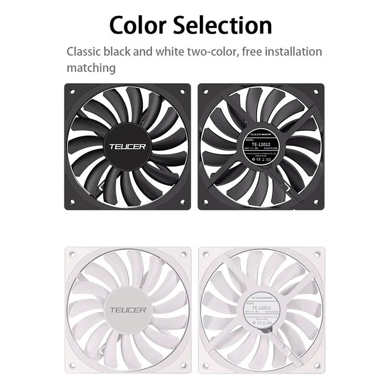 TE-12012 Ultra-Thin Cooling Fan 120X120X12Mm Ultra-Thin Size Low Noise 4PIN PWM for Desktop Computer CPU Cooler