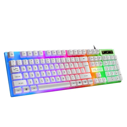 104 Keys Mechanical Feel Keyboard Wired Gaming Keyboard for Laptop Desktop Ergonomics RGB Backlit LED Keycaps PC Accessories
