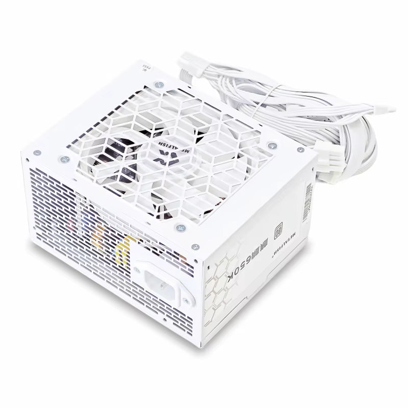 KIRIN650K White Chassis Power Supply ATX-500W 80PLUS PSU for Gaming Computers, Graphics Card Docks (100-240V)